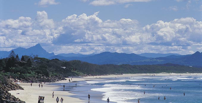 Byron Bay, Northern Rivers - landscape beach coastal mountains swimming