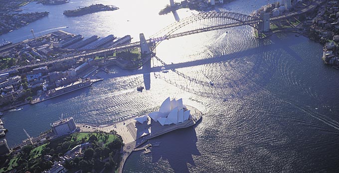 Sydney Harbour Bridge, Sydney - aerial bay/harbour coastal city architecture heritage icon unique
