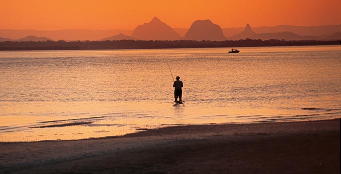 Brisbane - landscape sunrise/sunset beach coastal mountains boating fishing
