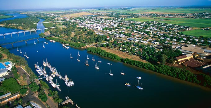 Bundaberg Coral Isles and Country - aerial landscape coastal river/creek coastal town boating