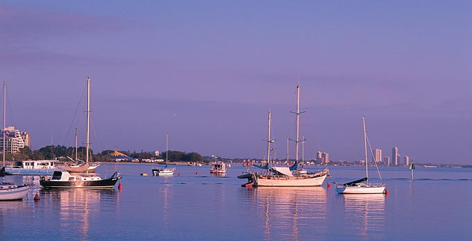 Southport, Gold Coast - sunrise/sunset bay/harbour coastal boating sailing