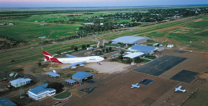 Longreach, Outback Queensland - aerial country town heritage museum