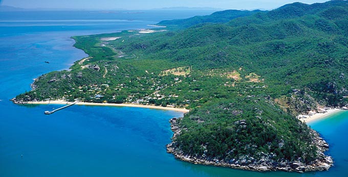 Magnetic Island, Townsville - aerial landscape beach coastal islands rocky coastline