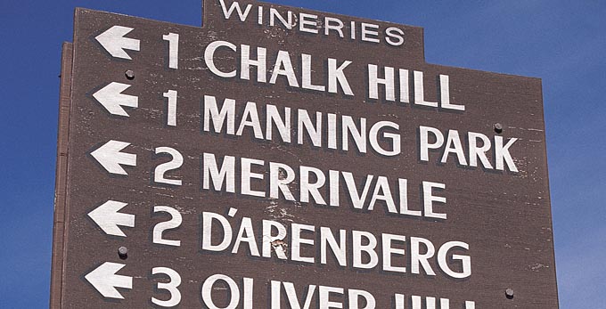 McLaren Vale, Fleurieu Peninsula - wineries signage