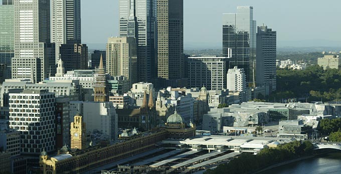 Federation Square, Melbourne - aerial landscape city architecture heritage