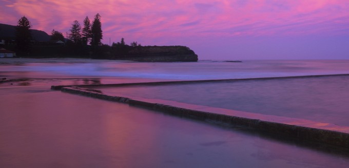 Wollongong - sunrise/sunset beach coastal rocky coastline
