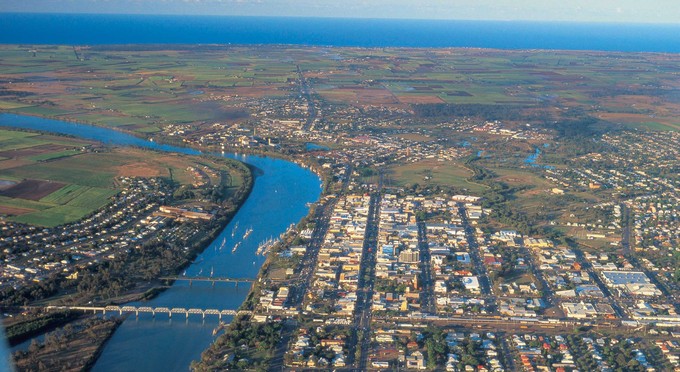 Bundaberg, Bundaberg Coral Isles And Country - aerial landscape coastal river/creek coastal town
