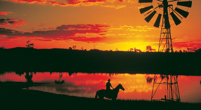 Longreach, Outback Queensland - sunrise/sunset outback horse riding windmills