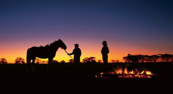 Outback Queensland - landscape sunrise/sunset outback horse riding