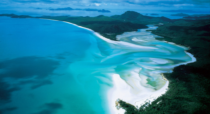 Whitehaven Beach, Whitsundays - aerial landscape beach coastal islands
